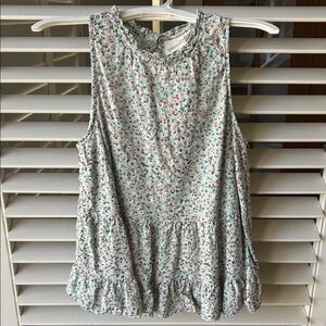 Universal Thread Floral Ruffle Blouse - White and Pink